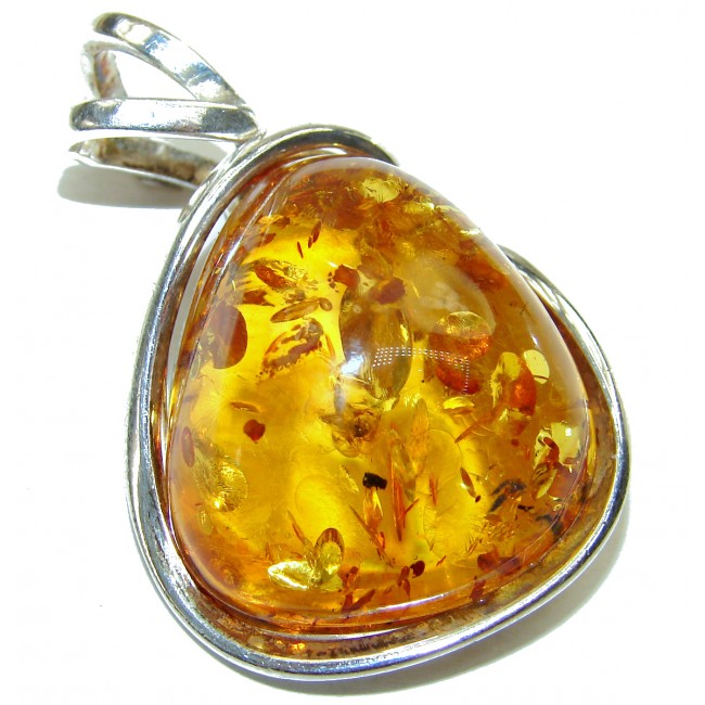 Great Beauty Natural Baltic Amber .925 Sterling Silver handmade Pendant
