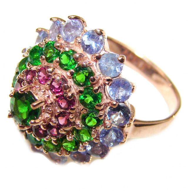 Genuine Chrome Diopside Tanzanite .925 Sterling Silver handcrafted Statement Ring size 9