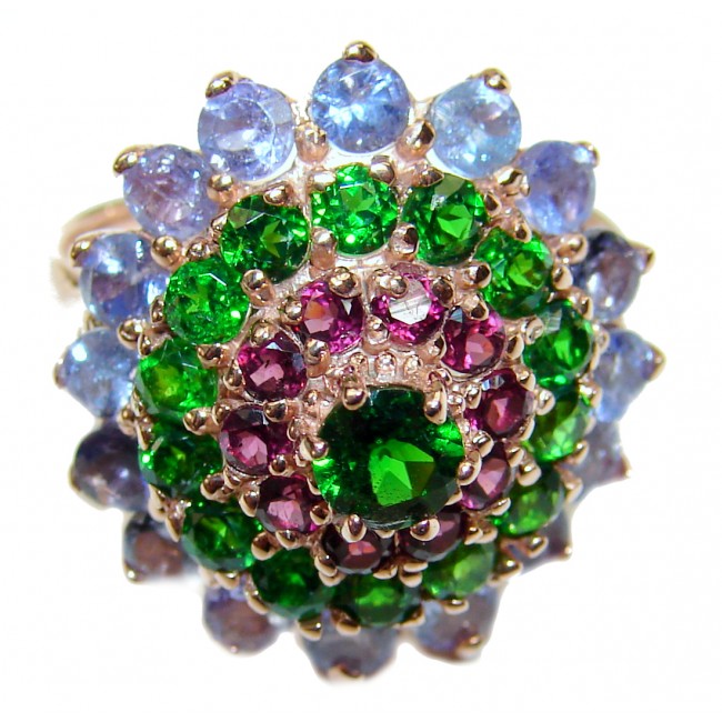 Genuine Chrome Diopside Tanzanite .925 Sterling Silver handcrafted Statement Ring size 9