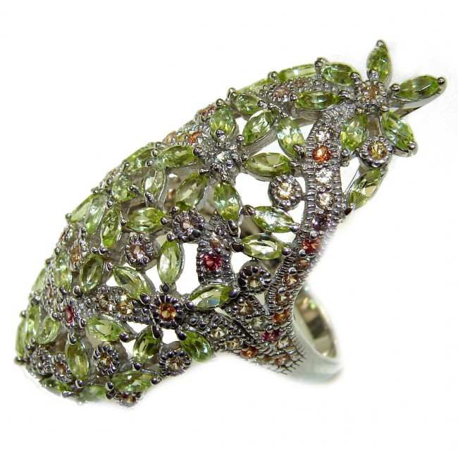 Melissa genuine Peridot .925 Sterling Silver handcrafted HUGE Ring size 9 1/4