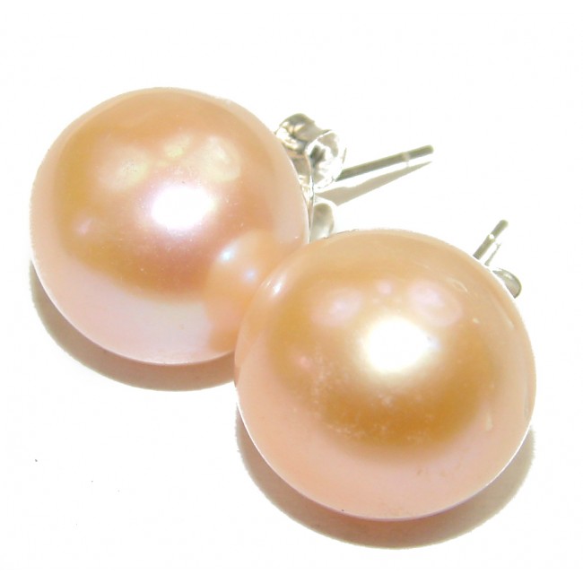 Large 15 mm creamy Pearls .925 Sterling Silver handcrafted earrings
