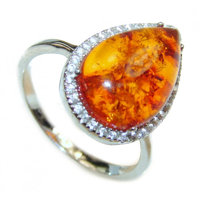 Genuine Baltic Amber .925 Sterling Silver handmade Ring size 7