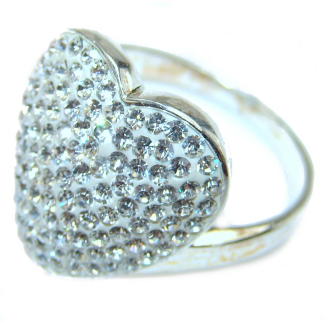 My Heart White Topaz .925 Sterling Silver handmade ring size 9