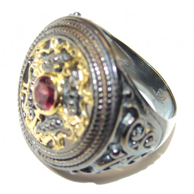 Authentic Garnet gold over .925 Sterling Silver handmade Ring s. 7 1/4