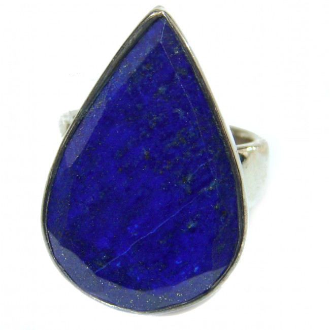 Natural Lapis Lazuli .925 Sterling Silver handcrafted ring size 7 adjustable