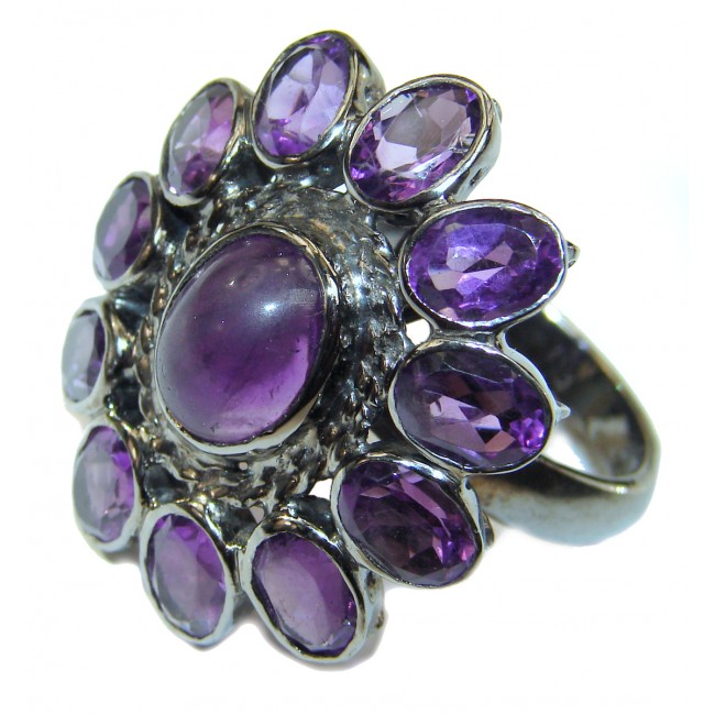 Authentic African Amethyst.925 Sterling Silver Ring size 8