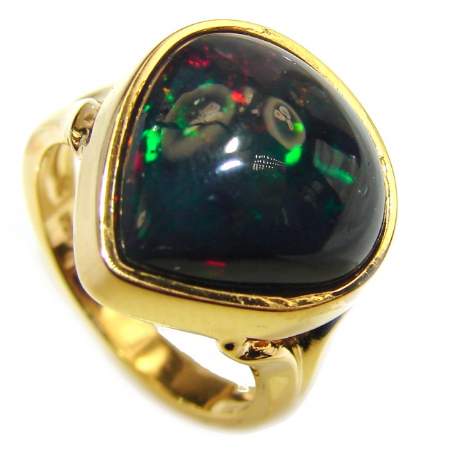 Vintage Design 7.5ctw Genuine Black Opal 18K Gold over .925 Sterling Silver handmade Ring size 6 1/4