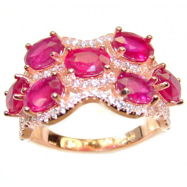 Victorian Style Ruby 18K Gold over .925 Sterling Silver ring; s. 7 1/4