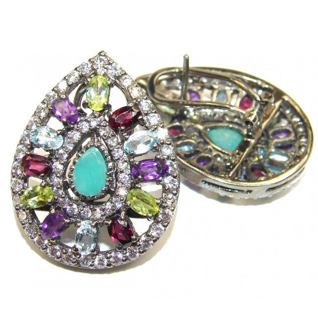 Dolce Vita Emerald .925 Sterling Silver handmade large earrings