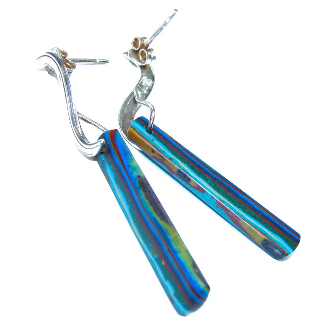 Rainbow Calsilica .925 Sterling Silver handmade earrings