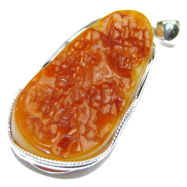 Incredible Beauty Natural Baltic Butterscotch Amber .925 Sterling Silver handmade Pendant