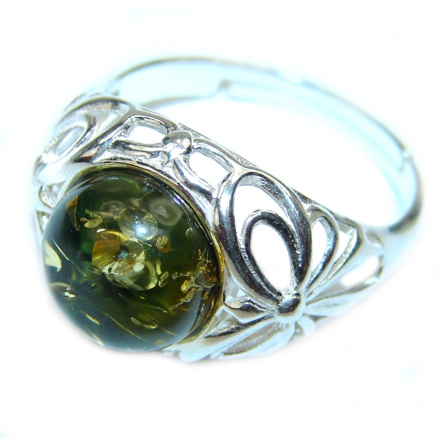 Great quality Authentic Baltic Amber Sterling Silver Ring s. 8