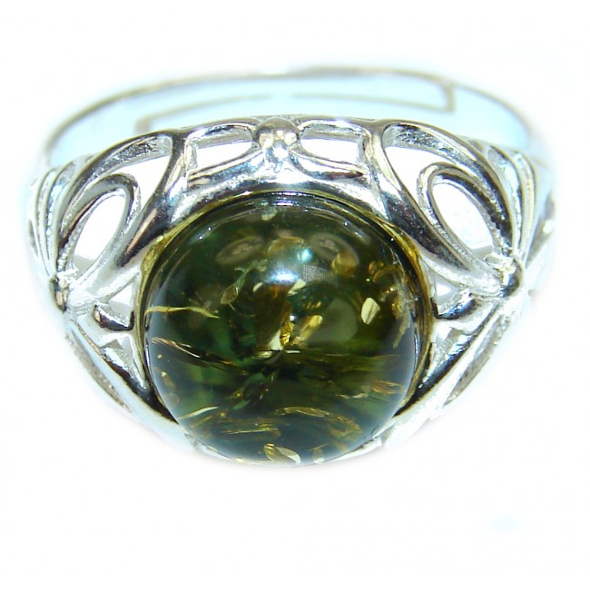 Great quality Authentic Baltic Amber Sterling Silver Ring s. 8
