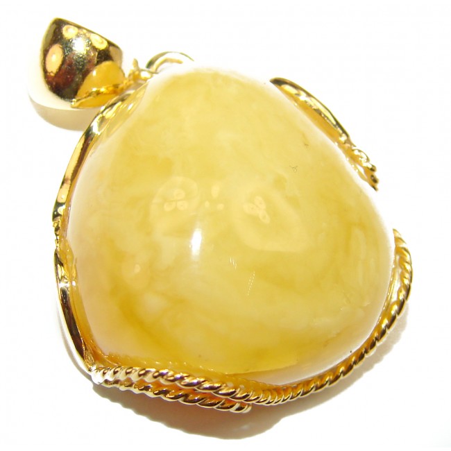 Golden Beauty Natural Baltic Butterscotch Amber 14K Gold over .925 Sterling Silver handmade Pendant