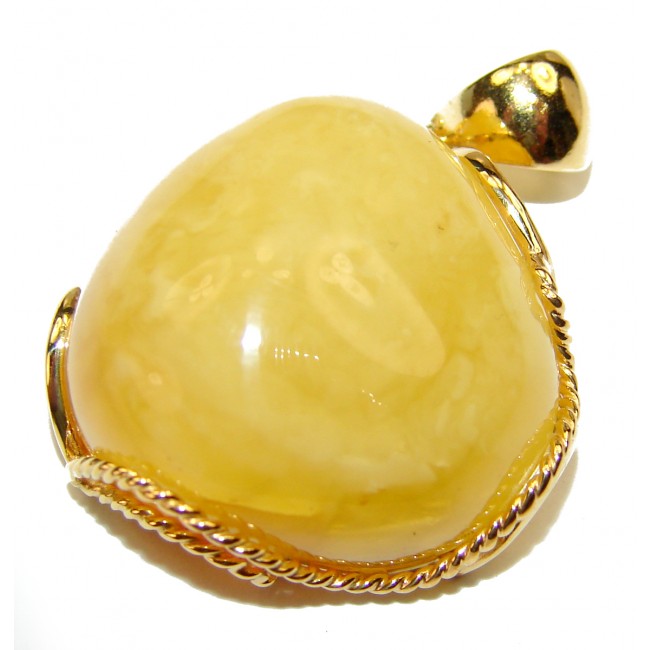Golden Beauty Natural Baltic Butterscotch Amber 14K Gold over .925 Sterling Silver handmade Pendant