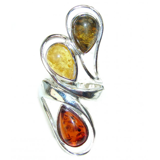 Great quality Authentic Baltic Amber Sterling Silver Ring s. 4 3/4