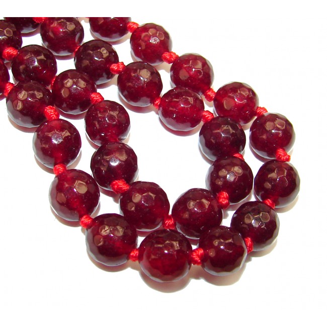 Huge Incredible created Ruby color quartz Beads Necklace 22 inches necklace