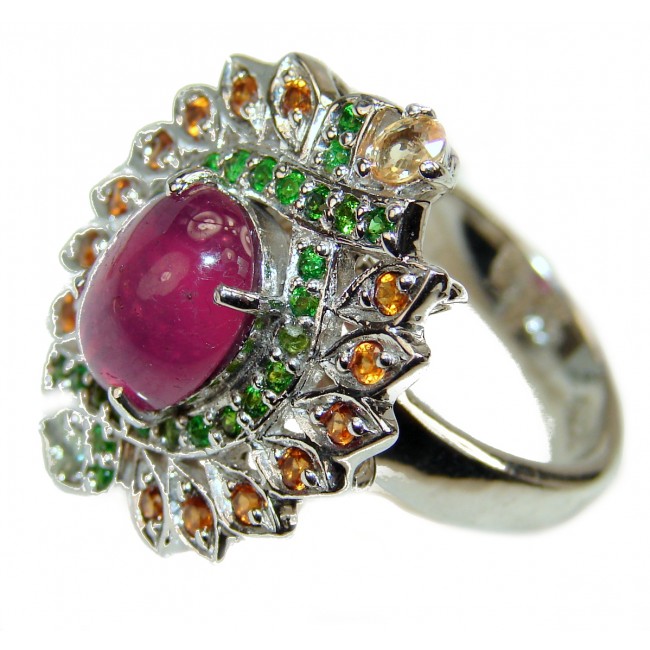 Gabriella Victorian Style authenbtic Ruby .925 Sterling Silver ring; s. 8