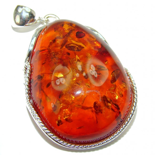 Real Beauty Natural Baltic Amber .925 Sterling Silver handmade Pendant