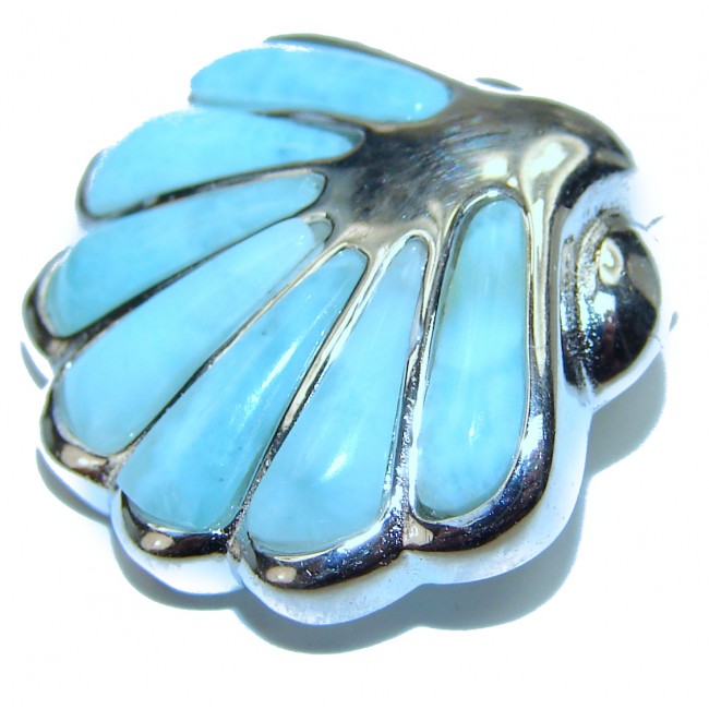 Best quality inlay Larimar from Dominican Republic .925 Sterling Silver handmade pendant