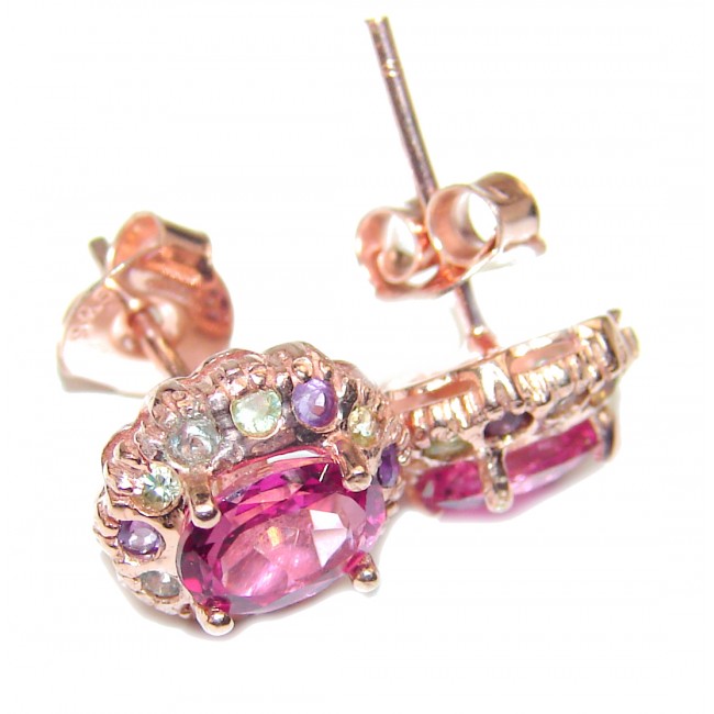 Pink Topaz Rose Gold over .925 Sterling Silver handcrafted earrings