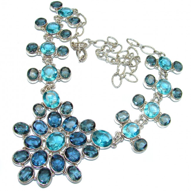 Blue Raindrops Topaz .925 Sterling Silver handcrafted necklace