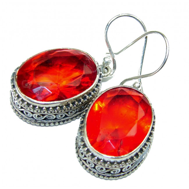 Electric Red Topaz .925 Sterling Silver handmade earrings