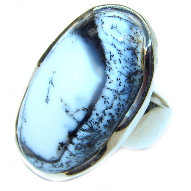 Top Quality Dendritic Agate .925 Sterling Silver handcrafted Ring s. 8