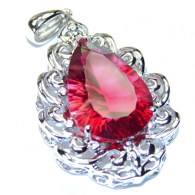 Superior quality 28.15 carat Electric Red Helenite .925 Sterling Silver Pendant