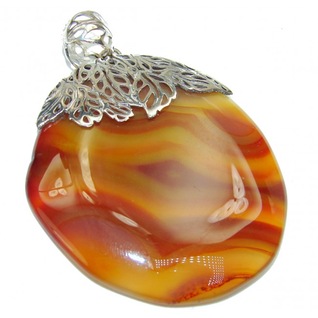 One of the kind genuine Botswana Agate .925 Sterling Silver handcrafted Pendant
