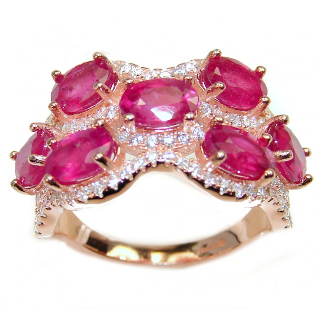 Victorian Style Ruby 18K Gold over .925 Sterling Silver ring; s. 7