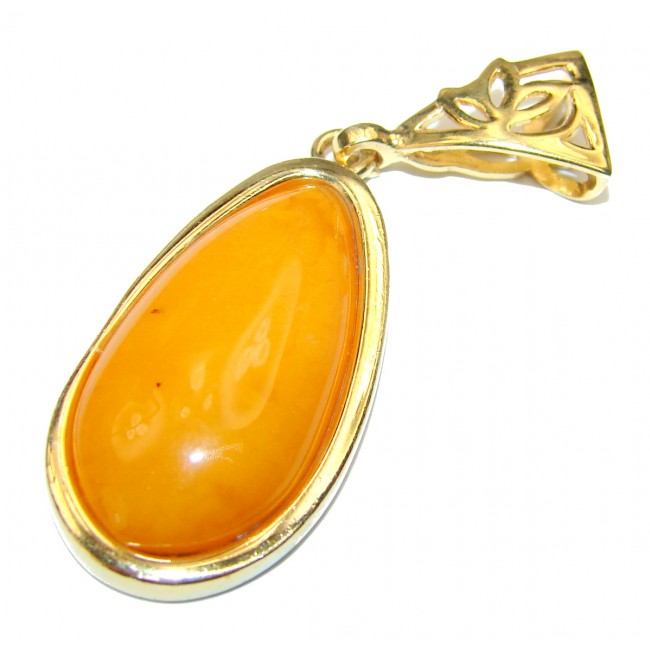 Golden Beauty Natural Baltic Butterscotch Amber 18K Gold over .925 Sterling Silver handmade Pendant