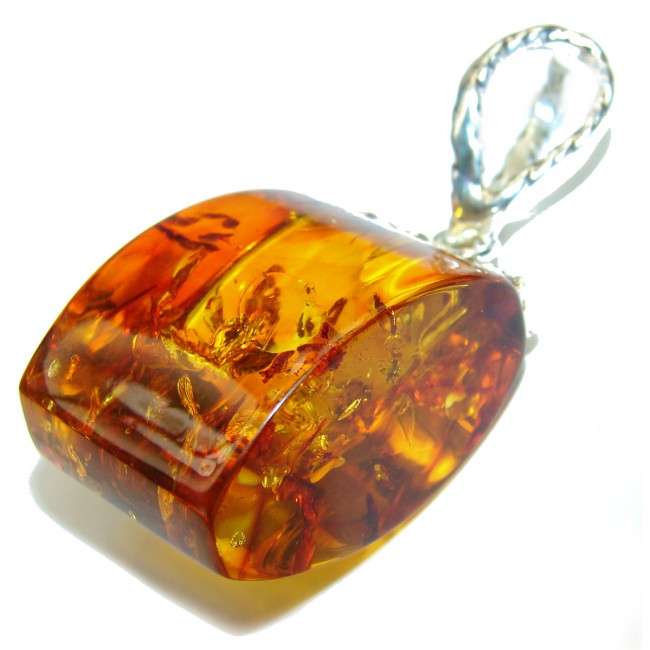 Rare Beauty Natural best quality Baltic Amber .925 Sterling Silver handmade Pendant