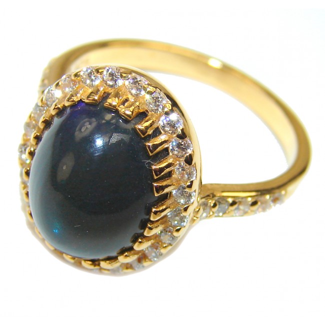 Vintage Design 4.8 ctw Genuine Black Opal .925 Sterling Silver handmade Ring size 7 1/4
