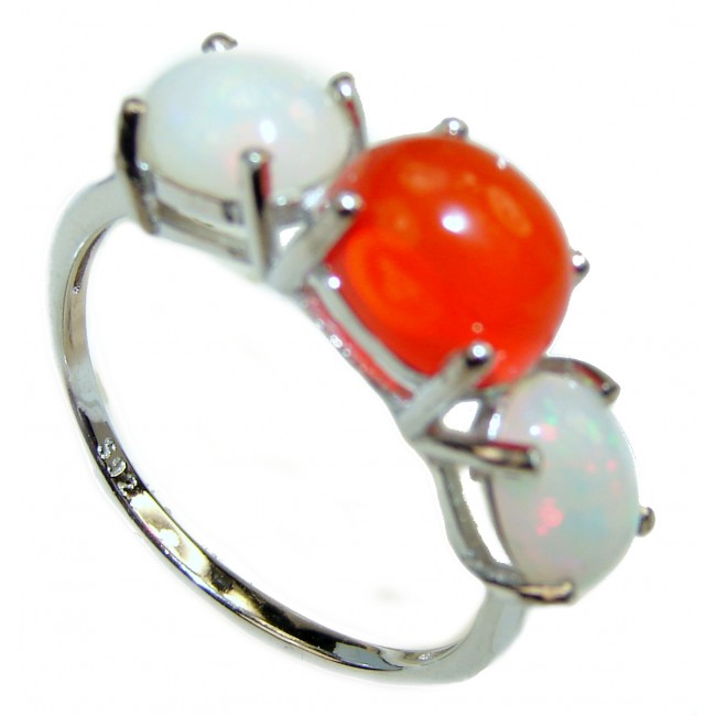 Mexican Opal .925 Sterling Silver handmade Statement ring s. 9