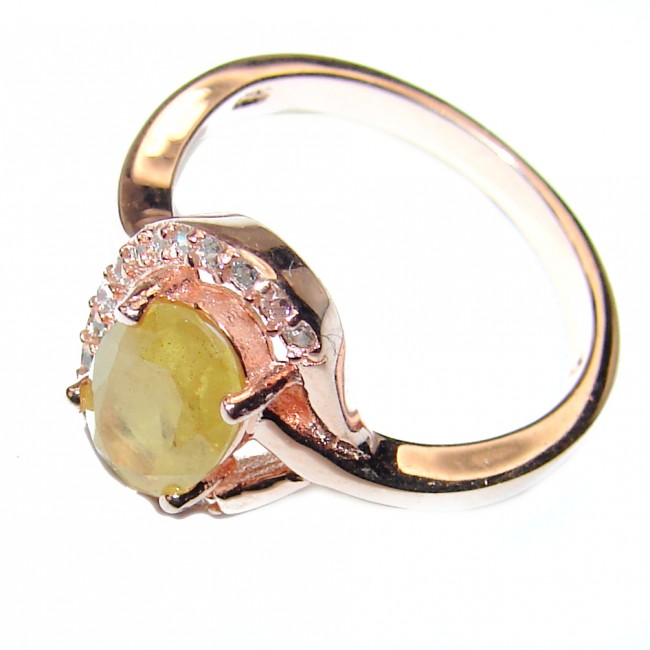 Genuine yellow Sapphire .925 Sterling Silver handcrafted Statement Ring size 7 1/4