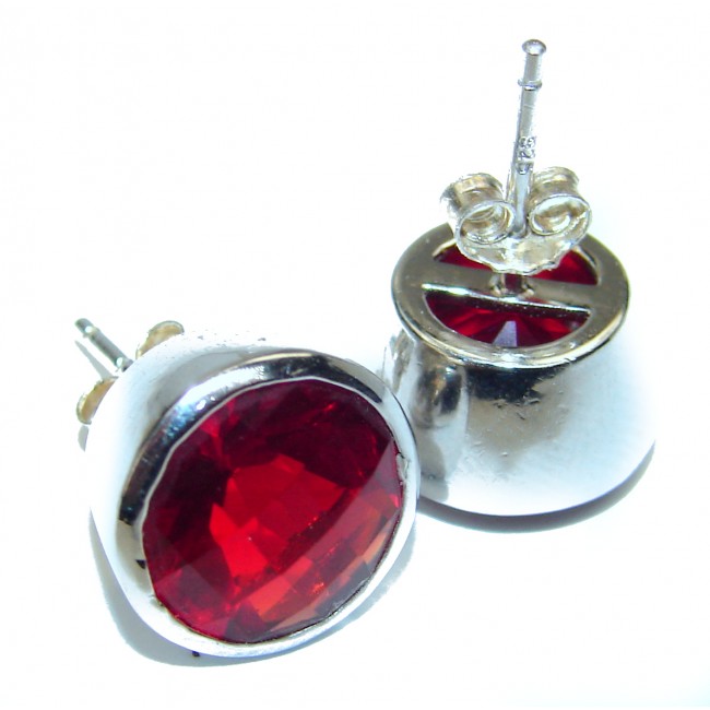 Amazing authentic Red Helenite .925 Sterling Silver earrings