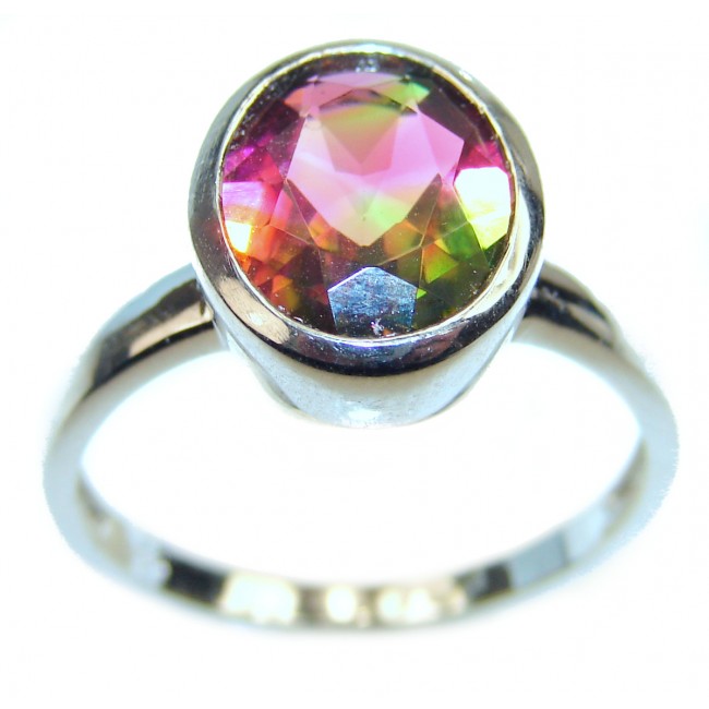 4.1 Watermelon Tourmaline .925 Sterling Silver handcrafted Ring size 9