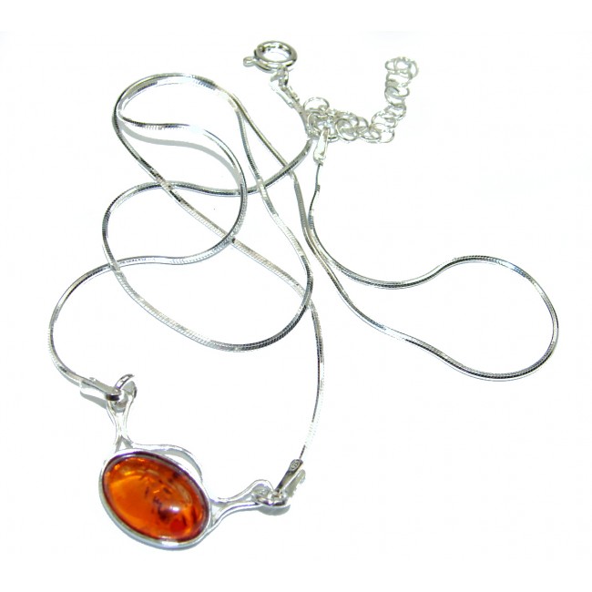 Graceful Natural Polish Amber .925 Sterling Silver handcrafted necklace