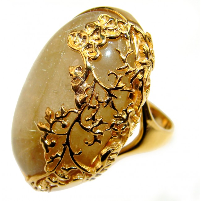 Best quality Golden Rutilated Quartz 18K Gold over .925 Sterling Silver handcrafted Ring Size 8