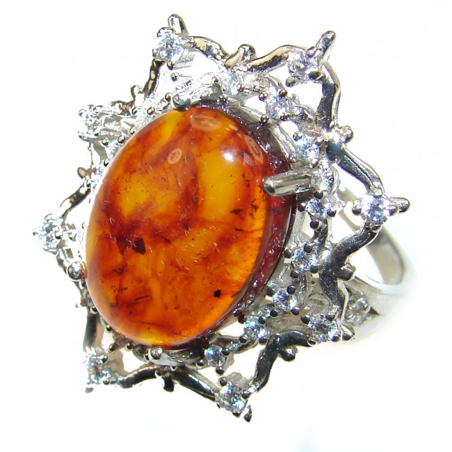 Genuine Baltic Amber .925 Sterling Silver handmade Ring size 9 1/4