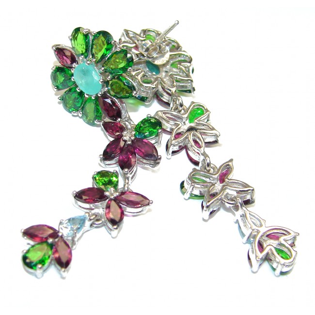 Spectacular Emerald Tourmaline .925 Sterling Silver handmade earrings