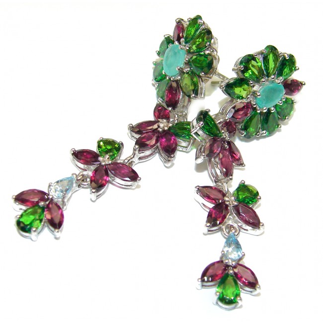 Spectacular Emerald Tourmaline .925 Sterling Silver handmade earrings