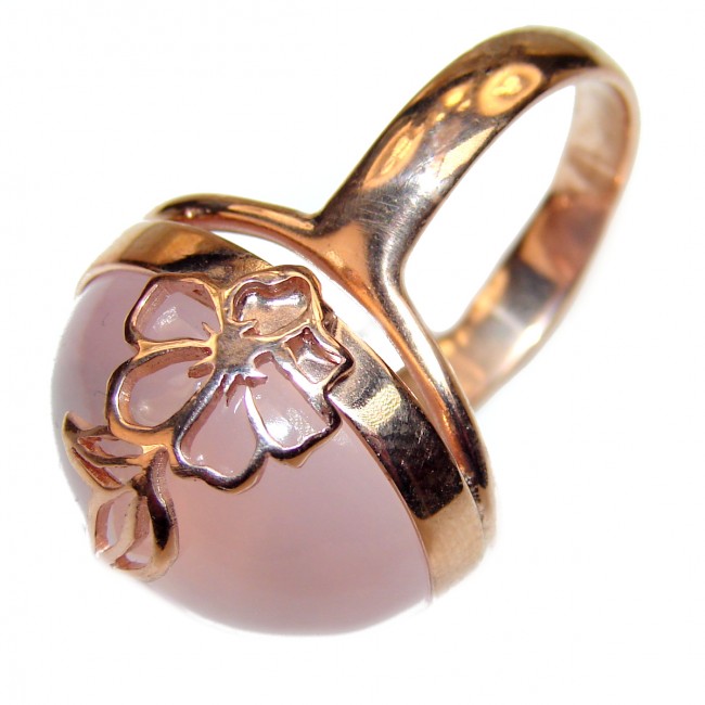 Rose Quartz 14K Rose Gold over .925 Sterling Silver brilliantly handcrafted ring s. 8 1/4