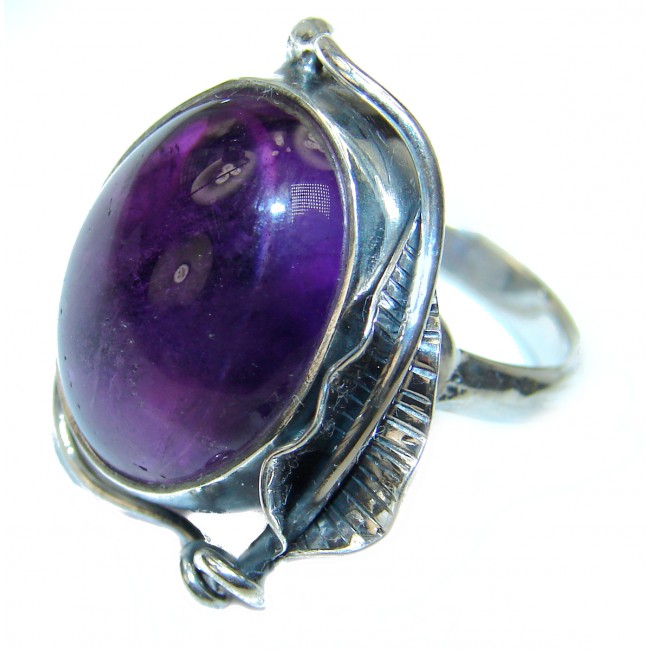 Purple Beauty genuine Amethyst .925 Sterling Silver handcrafted Ring size 8 adjustable