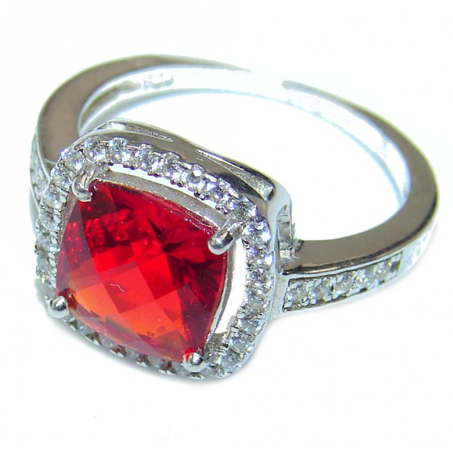 Red Power volcanic Helenite .925 Sterling Silver ring s. 5 3/4