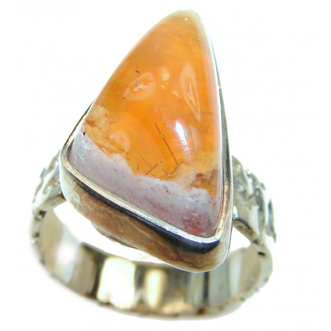 MAJESTIC Mexican Opal .925 Sterling Silver handcrafted Ring size 8