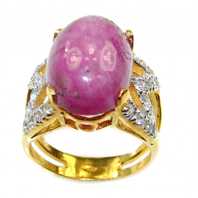 28carats authentic Ruby 14K Gold over .925 Sterling Silver ring; s. 5 3/4