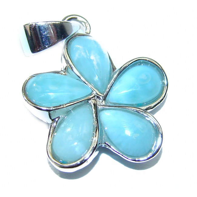inlay Larimar from Dominican Republic .925 Sterling Silver handmade cute pendant
