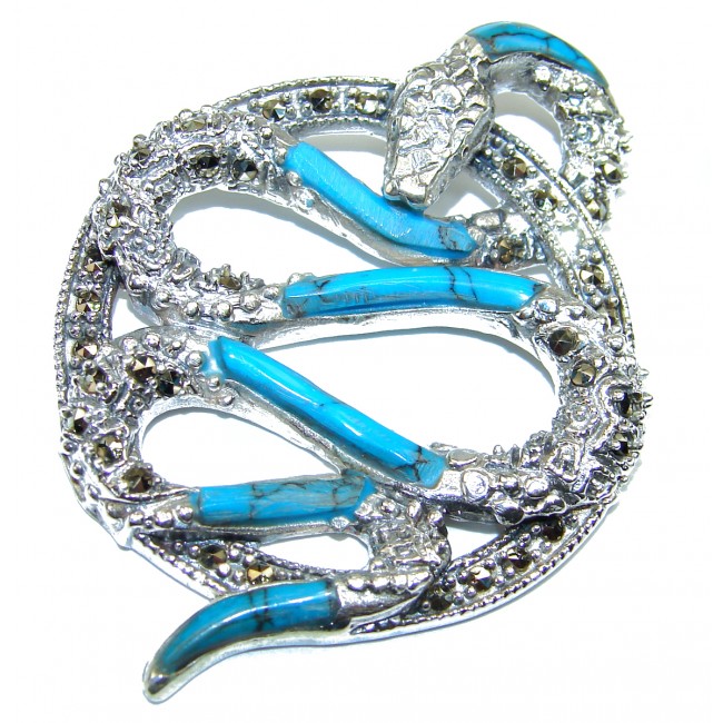 Snake Genuine Turquoise .925 Sterling Silver handcrafted Pendant